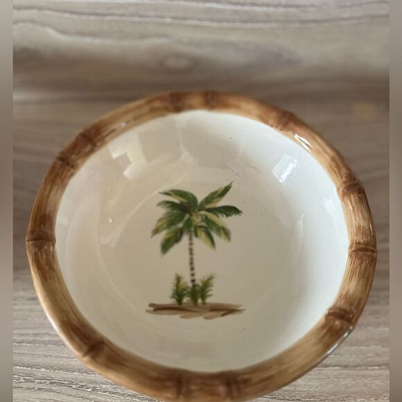 HOME bamboo edged ceramic palm bowls - Picture 2 of 6